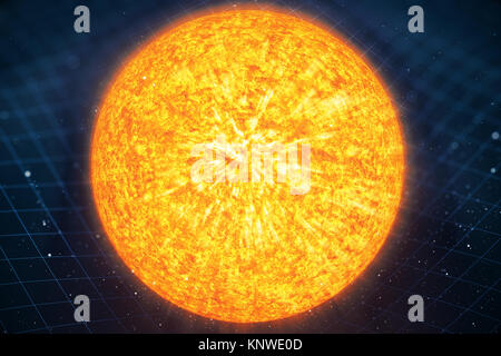 3D illustration de la gravité de l'espace autour du Soleil se plie. Avec effet de flou. La gravité déforme l'espace temps Concept profil autour de l'univers. La courbure de l'espace-temps. El Banque D'Images