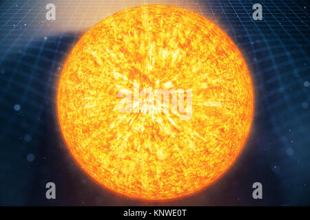 3D illustration de la gravité de l'espace autour du Soleil se plie. Avec effet de flou. La gravité déforme l'espace temps Concept profil autour de l'univers. La courbure de l'espace-temps. El Banque D'Images