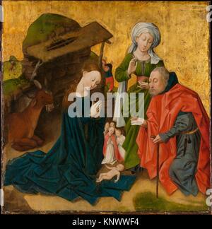 La nativité, ch. 1457. Jaume Ferrer (Espagnol, 1460/70). L'huile, la  tempera et or sur panneau de bois (sapin) ; 187,3 x 139,1 encadrées : x 14  cm (73 3/4 x 54 3/4 x 5 1/2 in.) ; 172,7 x 124,4 sans cadre : (68 x 49 cm  dans Photo Stock - Alamy