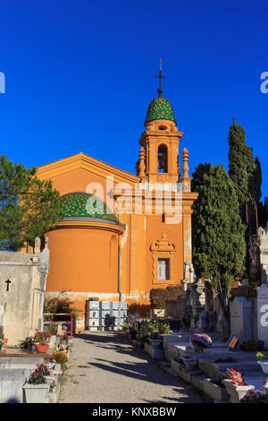 La chapelle au cimetière du Château et cimetière juif, cimetière de la colline du château à Nice, France Banque D'Images