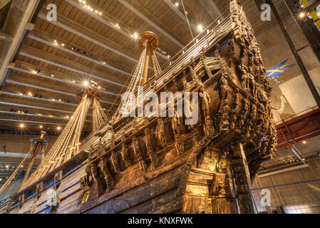 Stern, navire de guerre du 17ème siècle, musée Vasa (Vasamuseet) Maritime, l'île de Djurgarden, Stockholm, Suède Banque D'Images