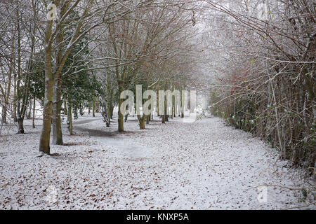 La première neige de cet hiver à peu de Clacton, Essex. Banque D'Images