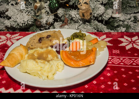 La Turquie Tofu Vegan servi pour le dîner de Noël Banque D'Images