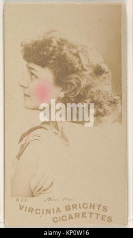 Une carte de cigarette montrant Miss Hall de la série Actors and Actress, avec une illustration de portrait à des fins de collection. Banque D'Images