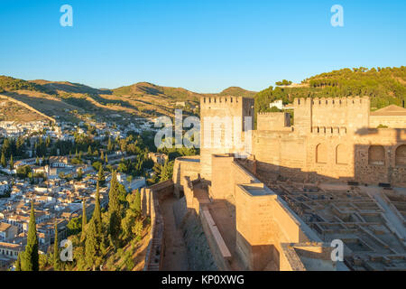 L'Alcazaba de l'Alhambra, Grenade, Espagne Banque D'Images