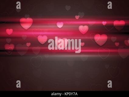 Rose foncé rayures brillantes et coeurs fond vecteur Illustration de Vecteur