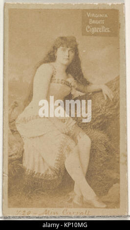 Une carte de cigarette mettant en vedette l'actrice Miss Carroll, numérotée 720, de la série Actors and Actress (N45, type 2) pour Virginia Brights, montrant son portrait et les détails de la série. Banque D'Images
