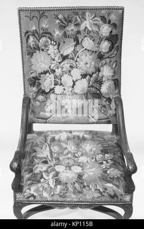 Fauteuil Fauteuil 207917 207917 rencontré rencontré /189337 Français, Fauteuil, ?de la fin du xviie début du xviiie siècle, en noyer sculpté avec Aubusson tapisserie laine et soie couvre, 46 1/2 ? 26 5/8 ? En 22. (118.1 ? 67,6 ? 55,9 cm). Le Metropolitan Museum of Art, New York. Don de J. Pierpont Morgan, 1906 (07,225.51) Banque D'Images