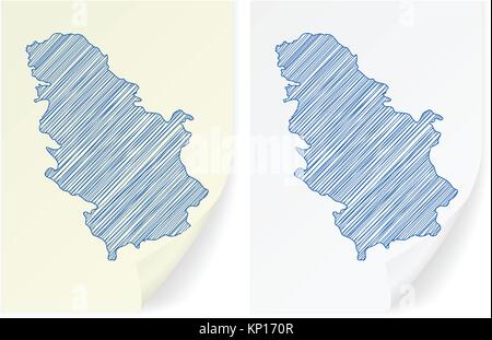 Serbie scribble map sur un fond blanc. Illustration de Vecteur