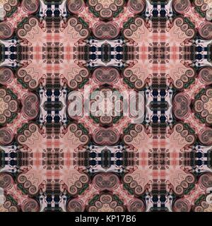 Abstract background transparent vintage couleur motif symétrique mosaïque sur toile texturée décor coloré de fleurs Design pour tapisserie, papier peint, Banque D'Images