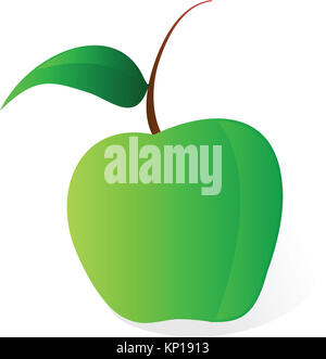 Illustration cartoon green apple fichier vecteur sur fond blanc Banque D'Images