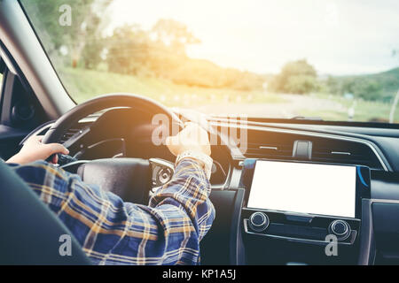 Femme en voiture Voyage Banque D'Images