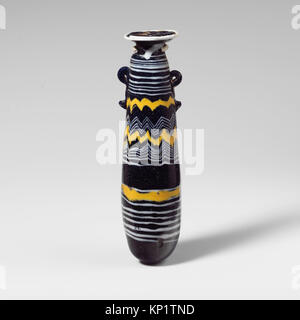 Illustration d'un alabastron en verre, un flacon de parfum de la Méditerranée orientale, datant de la fin du vie au Ve siècle av. J.-C., conservé au Metropolitan Museum of Art. Banque D'Images