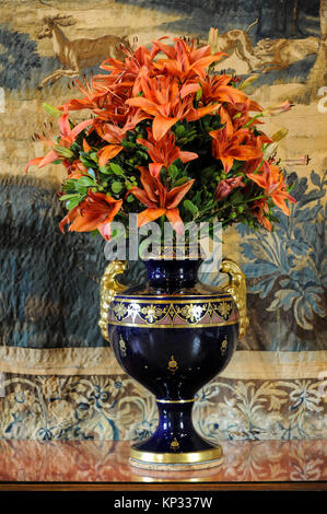 Bouquet de Lys tigre dans un vase antique Banque D'Images