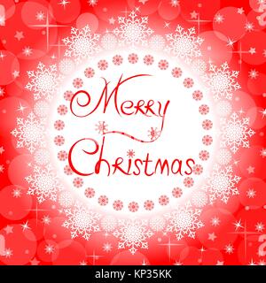 Carte de Noël rouge avec le message d'accueil joyeux Noël. Illustration de Vecteur