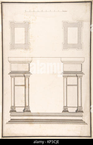 Portail d'entrée Plan- et de l'altitude, chaque pilier composé de deux pilastres atteint 345803 DP801602 Banque D'Images