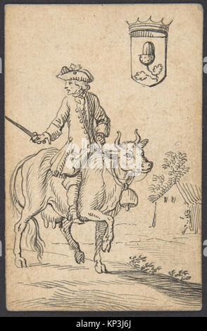 Acorn Roi- un homme à cheval sur une vache rencontré DP803253 Acorn Roi- un homme à cheval sur une vache rencontré DP803253 /380408 Artiste : Johannes Brandenberg, Swiss, Zug 1661 ?1729 Zug, Acorn Roi : un homme à cheval sur une vache, 1712 ou plus tard, plume et encre noire, feuille : 3 9/16 x 2 5/16 in. (9 x 5,9 cm). Le Metropolitan Museum of Art, New York. Bonna Jean-A., Achat Cadeau, 2007 (2007.223.35) Banque D'Images