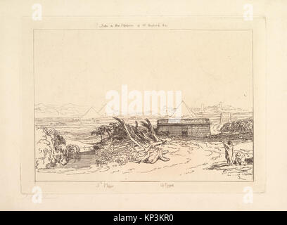 Gravure de J.M.W. Turner représentant la cinquième peste d'Égypte, partie de la série Liber Studiorum, illustrant des événements bibliques avec un travail au trait détaillé et une composition dramatique. Banque D'Images