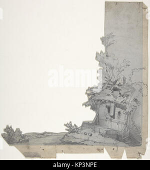 La conception d'Eugène Cicéri, datant du XIXe siècle, pour une scène de l'Opéra de Paris met en valeur son expertise en matière de design théâtral. Le dessin, créé entre 1830 et 1890, est rendu en graphite, pinceau et gris lustré, rehaussé de blanc, et mesure 14 1/8 x 19 3/4 pouces. Banque D'Images