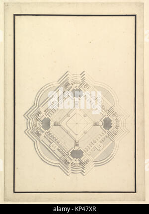 Plan de masse pour un catafalque de Louis I, roi d'Espagne (a régné que quelques mois, est mort 1724) rencontré 344385 DP820109 Banque D'Images