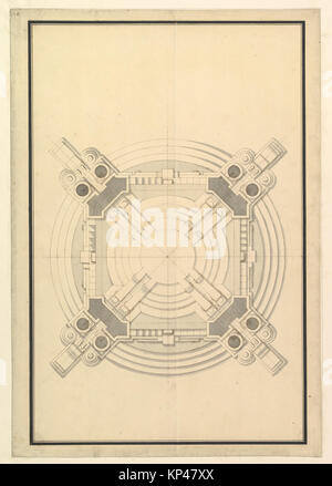 Plan de masse pour un catafalque de Frédéric-auguste Ier, roi de Pologne et Électeur de Saxe (1694-1733) s'est réuni 344388 DP820111 Banque D'Images