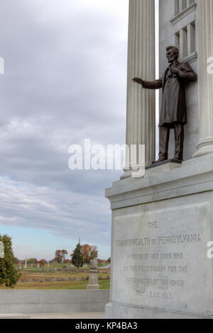 Abraham Lincoln à la Pennsylvania Memorial, Gettysburg National Military Park, Pennsylvanie, USA. Banque D'Images