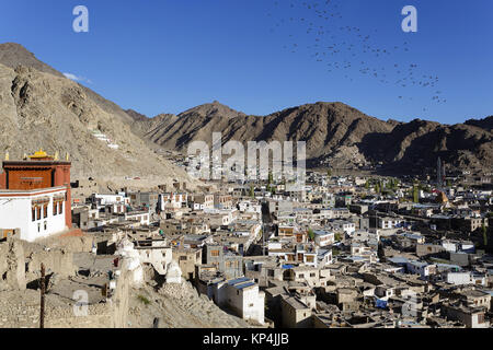 Vue sur la ville de Leh, Ladakh, Jammu-et-Cachemire, en Inde. Banque D'Images
