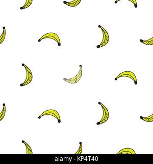 Modèle sans couture avec fruits banane style doodle vecteur. Illustration de Vecteur