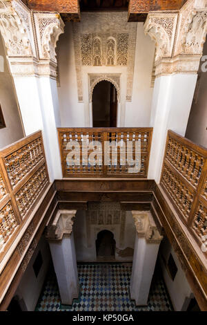 MARRAKECH, MAROC - 29 Apr 2016 : vue intérieure de la Medersa Ben Youssef. Un ancien collège islamique à Marrakech, Maroc. Banque D'Images