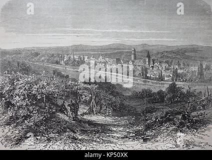 Vue de la forteresse Weissenburg en Alsace, France 1870, moment de la guerre franco-allemande ou la guerre franco-allemande, Deutsch-Franzoesischer Krieg, 1870 - 1871, l'amélioration numérique reproduction d'une gravure sur bois originale de 1871 Banque D'Images