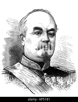 François Achille Bazaine, 13 février 1811 - 23 septembre 1888, est un officier de l'armée française, corps français pendant la guerre franco-allemand Les dirigeants de 1870/71, le temps de la guerre franco-allemande ou la guerre franco-allemande, Deutsch-Franzoesischer Krieg, 1870 - 1871, l'amélioration numérique reproduction d'une gravure sur bois originale de 1871 Banque D'Images