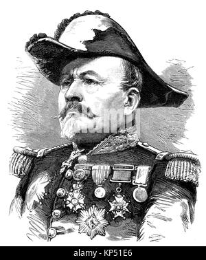 Jean-Jacques-Alexis Uhrich, 15 février 1802 - 9 octobre 1886, était un officier français et général et gouverneur de Strasbourg, France, campagne franco-allemande de 1870, moment de la guerre franco-allemande ou la guerre franco-allemande, Deutsch-Franzoesischer Krieg, 1870 - 1871, l'amélioration numérique reproduction d'une gravure sur bois originale de 1871 Banque D'Images