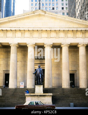 Mai 1982,New York,bâtiment,Federal hall George Washington,statue,quartier financier de Wall street, lower Manhattan, New York,NY,USA,NEW YORK, Banque D'Images