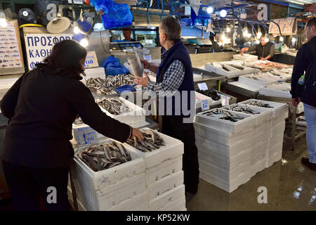 Marché aux poissons d'Athènes, le Marché Central sur Athinas Street dans le centre d'Athènes, Grèce Banque D'Images