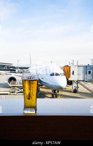 Illustration à propos de la consommation d'alcool pendant un voyage en avion. Banque D'Images