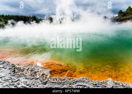 Le Champagne Pool, bassin d'eau chaude naturelles de la zone thermale de & Banque D'Images