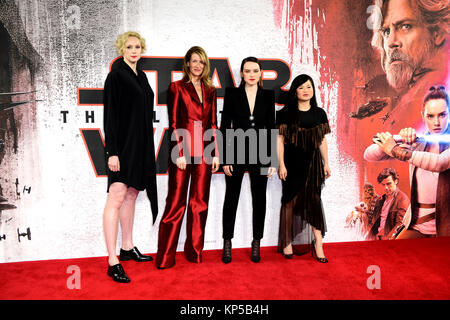 Gwendoline Christie (de gauche à droite), Laura Dern, Daisy Ridley et Kelly Marie Tran assister à une Star Wars : Le Jedi dernier photocall au Corinthia Hotel, Londres. Banque D'Images