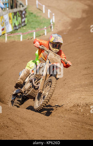 Bike action solo au 2017 Maxxis British Motocross Championship, Lyng, Cadders Hill, Norfolk, Royaume-Uni. Banque D'Images