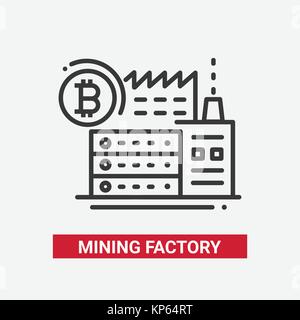 Usine minière - conception ligne icône simple isolée. Illustration de Vecteur
