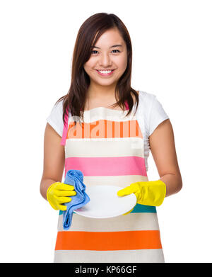 Femme au foyer lave-vaisselle Banque D'Images
