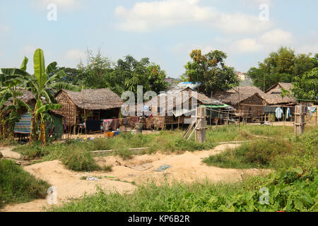 Maisons typiques du village local de Myanmar, Bhurma. Banque D'Images