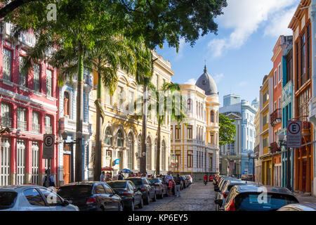 Maisons colorées dans le centre historique de Recife | Brésil | Banque D'Images