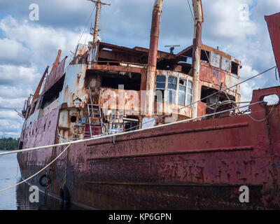 Navire abandonné, Marie Joseph, en Nouvelle-Écosse, Canada. Banque D'Images