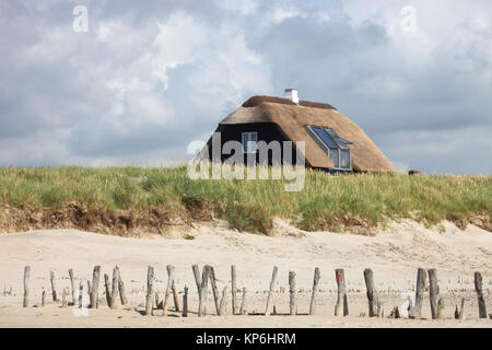 Beach House sur la plage de la mer du nord du Danemark Banque D'Images