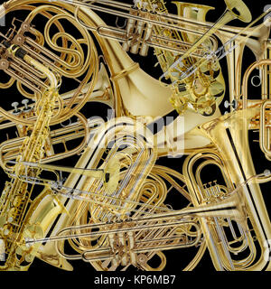 Montage d'instruments de musique en laiton Banque D'Images