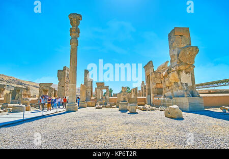 PERSEPOLIS, IRAN - le 13 octobre 2017 : le midi chaud à Persépolis site archéologique, l'ancienne ville de Perse, le 13 octobre à Persépolis. Banque D'Images