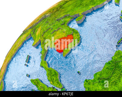 Le Cambodge sur simple globe visible avec frontières du pays et de l'eau réaliste dans les océans. 3D illustration. Éléments de cette image fournie par la NASA. Banque D'Images