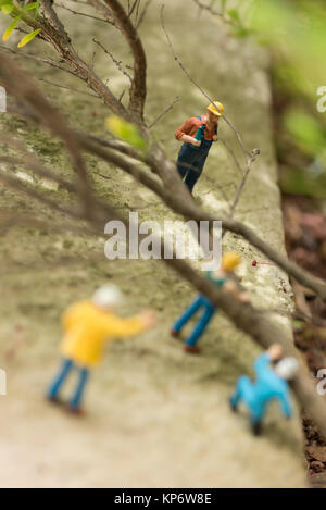 Les arbres tombés de compensation des ouvriers miniature Banque D'Images