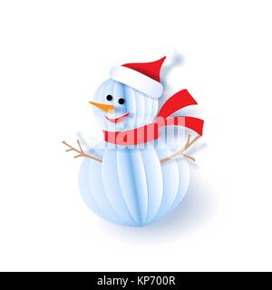 Coupe papier de couleur et de l'artisanat design Snowman Illustration de Vecteur