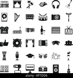 Karaoke icons set, le style simple Illustration de Vecteur